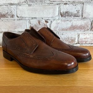 Banana Republic Mens Oxford Dress Shoes Brown Wingtip Lace Up Leather 9.5 M